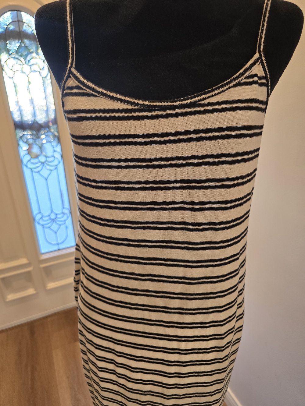 Zara Black and White Striped Spaghetti-Strap Low Back Maxi Dress - Picture 4 of 7